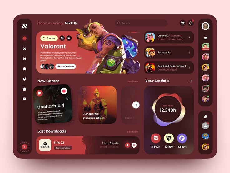 Game Dashboard Design